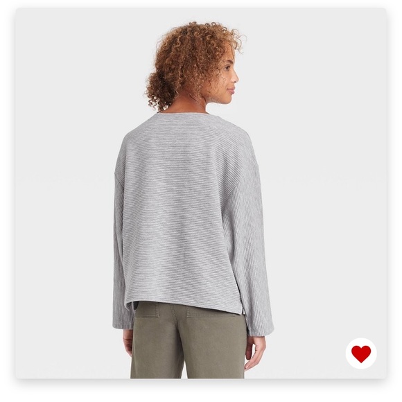 Woman’s grey long sleeve ottoman tee-shirt- A New Day - Picture 2 of 4